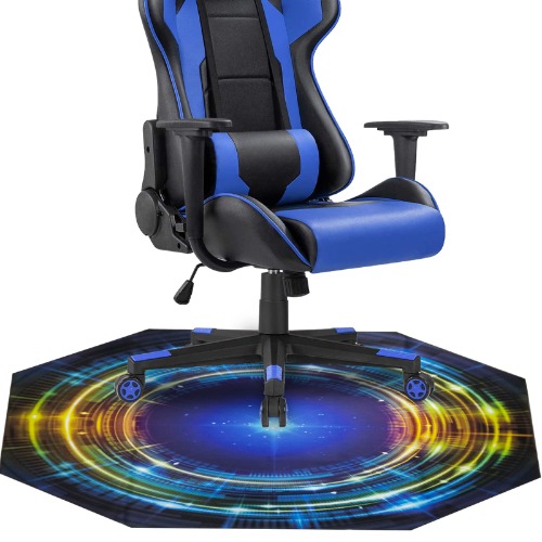 Large Cool Gaming Chair Mat 51x51, Nonslip Rubber Computer Desk Chair Mat for Hardwood Floor, Octagon Hard Floor Protector Rubber Reduce Noice Soft/Non-Slip/Scratch-Resistant & Washable