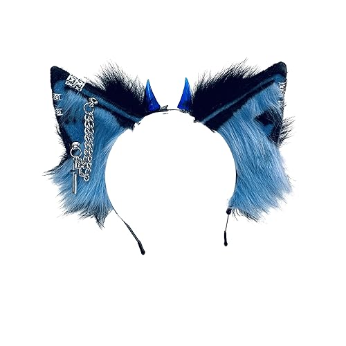Ekwikzz Cat Cosplay Ears Cat Ears Headbands Clips Accessories Punk Gothic Cross EK1-EK11 - Punk Gothic Cross Horn Ek5