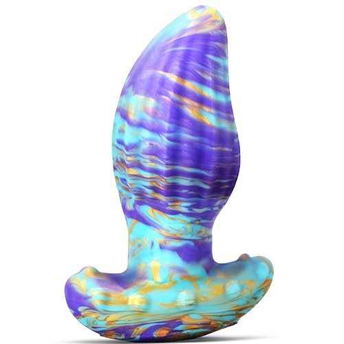 MEBAULT Anal Plug Butt Plug with Safe T-Shaped Base Mixed-Color Silicone Prostate Massager Dilator Sex Toy for Women Men Masturbation (L) - L: 6.88 x 2.55 Inch