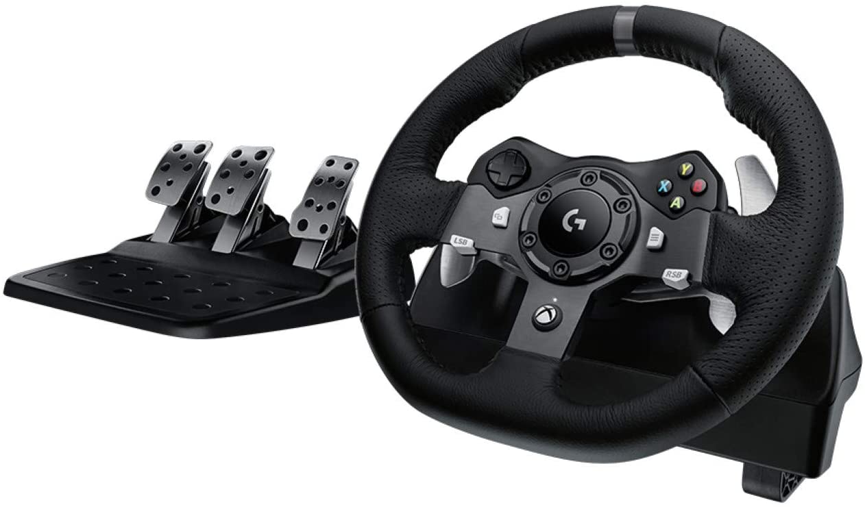 Logitech G920 Driving Force Racing Wheel and Floor Pedals, Real Force Feedback, Stainless Steel Paddle Shifters, Leather Steering Wheel Cover for Xbox Series X|S, Xbox One, PC, Mac - Black - Wheel Only