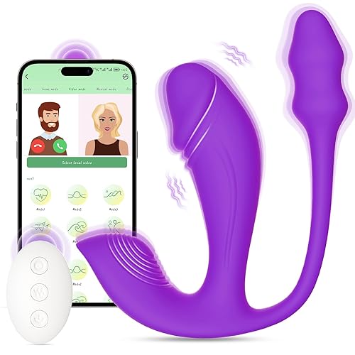 MIDUSHA Sex Toys - Vibrator Dildo and Anal Plug 3 in 1, App and Remote Control Vibrator with 6x6x6 Modes, Butterfly Wearable Panty Vibrator & G Spot Vibrator, Adult Sex Toys & Games for Women(Purple) - Purple