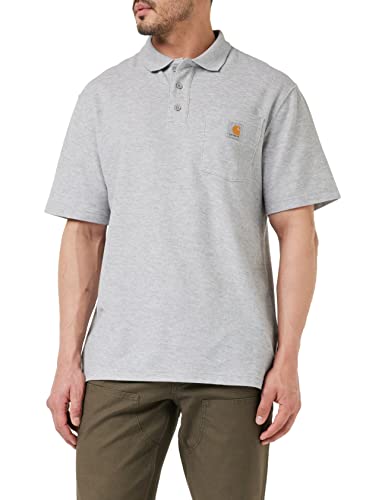 Carhartt Polo A Manica Corta Con Taschino, Vestibilità Ampia, Media Pesantezza, Uomo - L - Grigio (Heather)