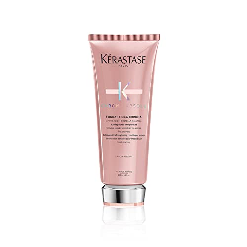 Kérastase, Chroma Absolu, Après-Shampoing Réparateur & Anti-Porosité, Pour Cheveux Colorés Sensibilisés ou Abîmés Fins à Moyens, Fondant Cica Chroma, 200 ml