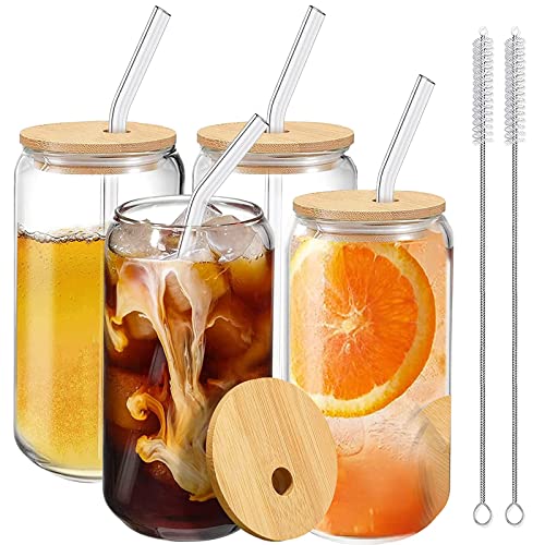 4 big 500 mL glasses with straws