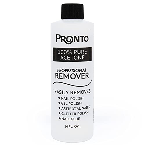 Pronto 100% Pure Acetone Gel Polish Remover - Removes Gel, Dip, Acrylic Nails & Glue - 16 Fl oz - 16 Fl Oz (Pack of 1)