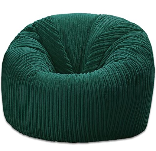 Jumbo Cord Beanbag Chair, Bean Bags in Plush Jumbo Cord, Great as Beanbag Lounger, Jumbo Cord Beanbags Recliner (TEAL) - Teal