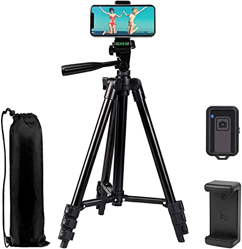 Phone Tripod EVERESTA 42 Inch 360 flexible Smartphone Tripod, iPhone Tripod Mobile Phone tripod Stand with Phone Holder Mount and Bluetooth Remote Shutter - Black
