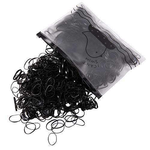 Hanyousheng Confezione da 1000 Mini Elastici Gomma Elastici Morbidi per Bambini Capelli,Capelli Elastici Gomma Capelli di Gomma Bande Intrecciare, Nero