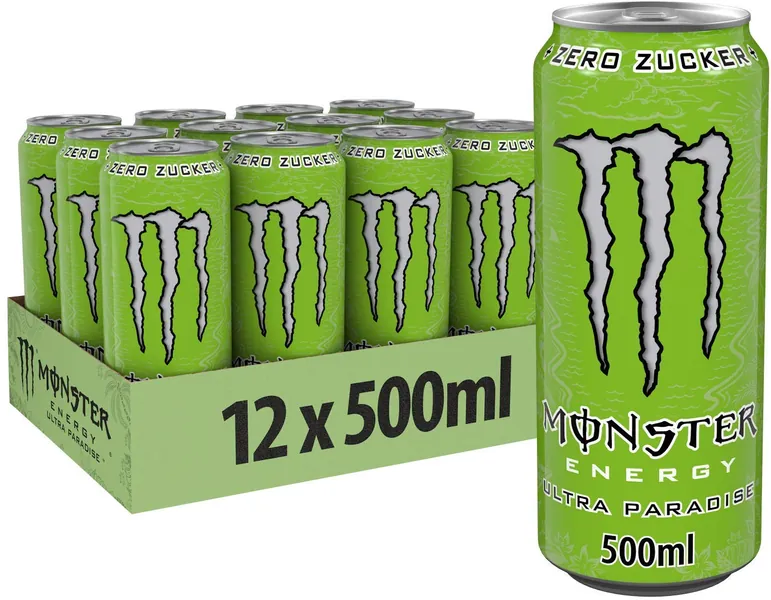 Monster Energy Ultra Paradise – koffeinhaltig energidryck med kombination av äpple, kiwi och gurka – utan socker och utan kalorier – i praktiska engångsburkar (12 x 500 ml)