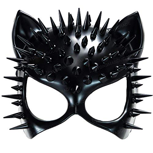 Steampunk Cat Mask Animal Masquerade Ball Cat Woman Mask Halloween Cosplay Costume Mask Party Masks Props - Black