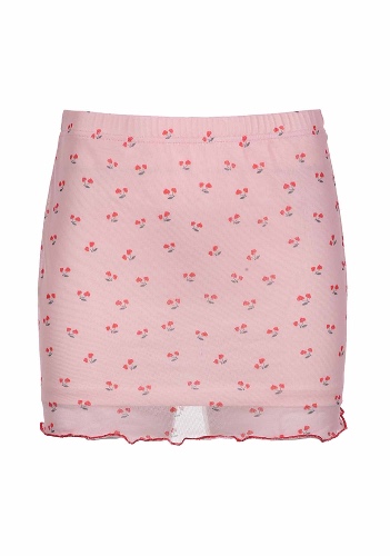 Y2K Cherry Print Double Layer Mesh Skirt Cherrykitten | M