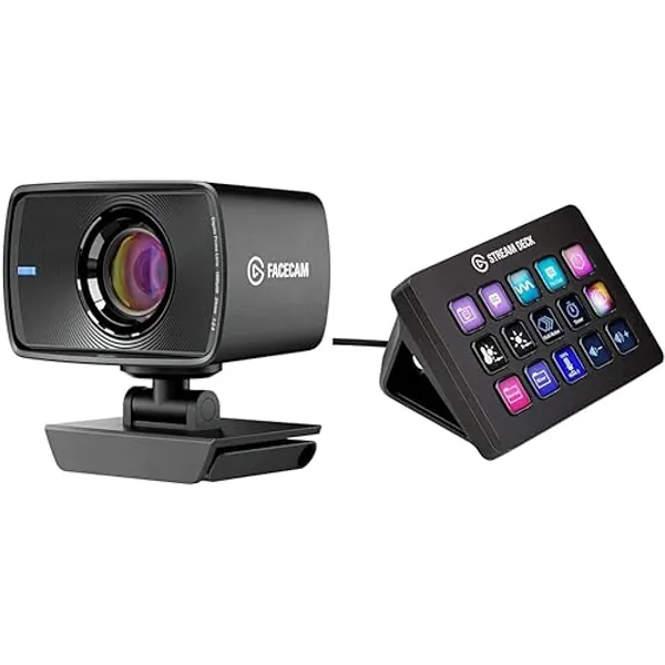 Elgato Facecam - 1080p60 Full HD Webcam for Video Conferencing & Stream Deck MK.2 – Studio Controller, 15 macro keys, trigger actions in apps and software like OBS, Twitch, YouTube and more