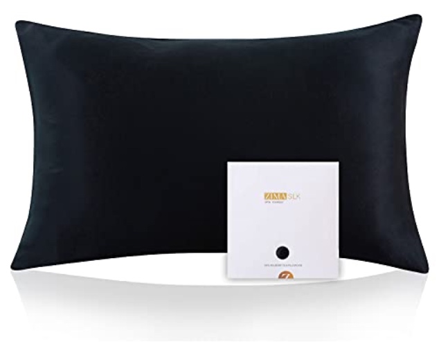 ZIMASILK 100% Mulberry Silk Pillowcase for Hair and Skin Health, Both Sides 19 Momme Premium Grade 6A Silk, Soft & Smooth, 600 Thread Count, with Hidden Zipper, 1pc (Standard 50x75 cm, Black) - Standard 50x75cm - Black