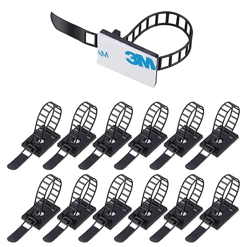 Pack 25 Piezas Organizador de Cables Autoadhesivo Calidad 3M, Organizador de Cables para Escritorio y Pared, Bridas Adhesivas Reutilizables, Sujeta Cables USB, Teléfono, TV, Electricidad y Datos.
