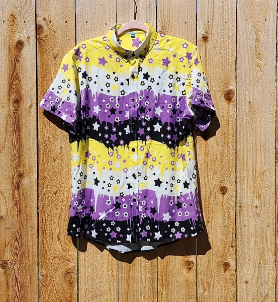 Nonbinary Star Drip Pride Button-Up