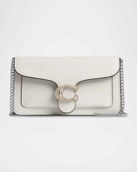 Tabby Flap Leather Clutch Bag with Chain Strap 