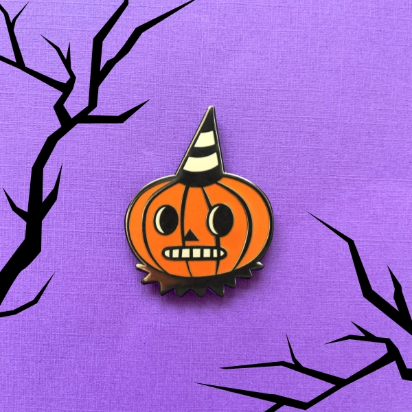 Folk Art Inspired Pumpkin Enamel Pin