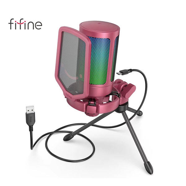 FIFINE A6V RGB USB Gaming Microphone for PC, Streaming Condenser Mic with Pop Filter, Shock Mount, Gain Control, Plug & Play - AliExpress 44