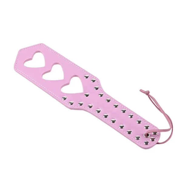 Perfectly Pink Vegan Leather Paddle with Kawaii Princess Design - 3 Heart Pink