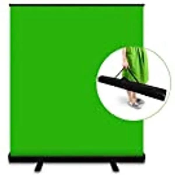 Green Screen, 79"x43" Collapsible Chroma Key Panel for Background Removal, Portable Retractable Wrinkle Resistant Green Backdrop Tiktok Video, Live Game with Auto-Locking Frame, Aluminum Hard Case