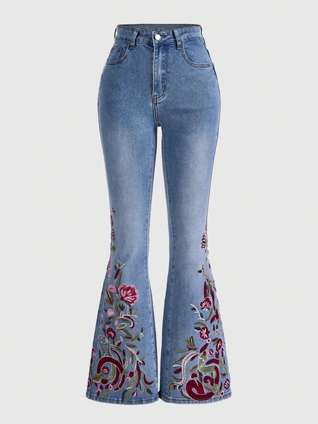 Floral Flared Jeans 