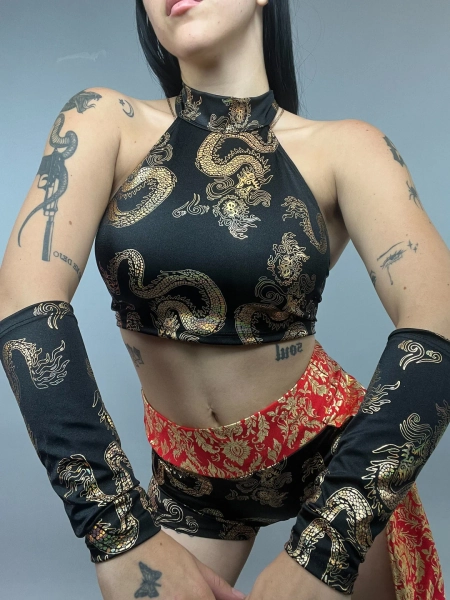 Chinese Dragon Print Festival Activewear Two Piece Gymnast Set - Etsy Canada