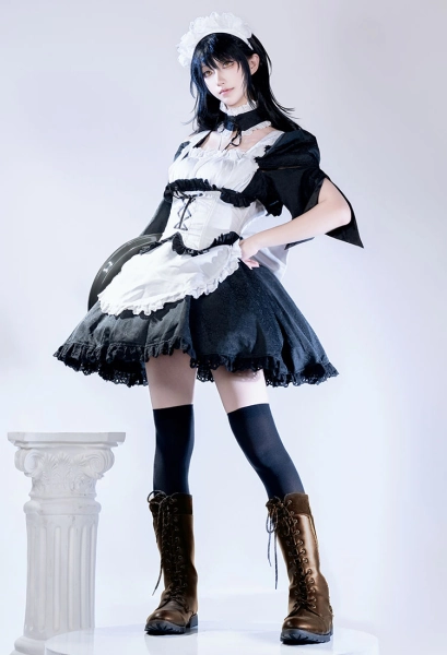 Kaichou wa Maid-sama! Ayuzawa Misaki Cosplay Costume Maid Dress and Waistband with Headband Choker