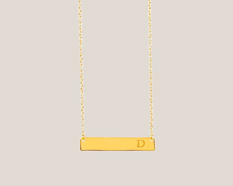 Gold Bar Initial Necklace