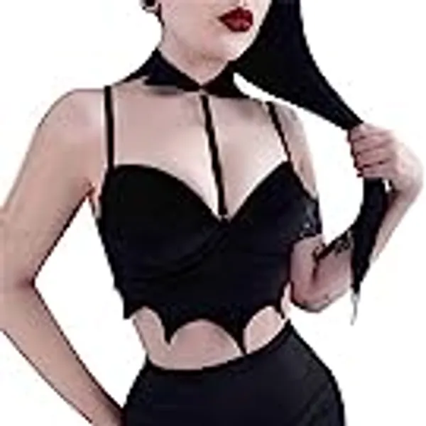 Twfsgirl Goth Crop Tank Top for Women Gothic Camisole Shirt