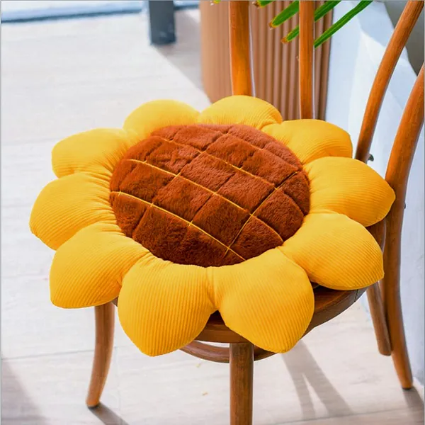 Levinis Yellow Sunflower Cushion Mat Home Decor Reversible Floor Pillow Seating Cushion Girls Boys Mother Gift Soft Velvet Stuffed Throw Pillows for Bed Couch Chair Car Office 19''