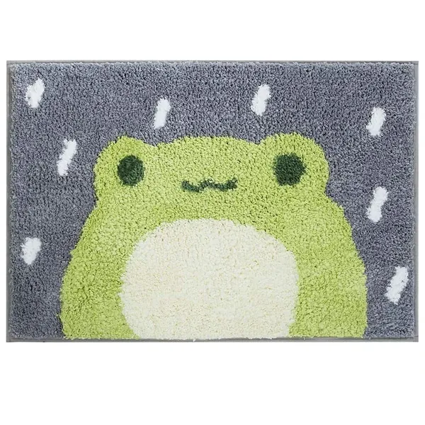 Ankah Bath Mat Cute Shower Rug, Luxury Shaggy High Absorbent and Anti Slip, Machine Washable Fit for Bathtub, Shower and Bath Room, 18" x 26", Little Frog