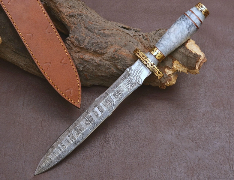Handmade Damascus Steel beautiful athame DAGGER Knife, RESIN Handle medieval hunting Knife gift, Custom Gifts for him boyfriend husband dad