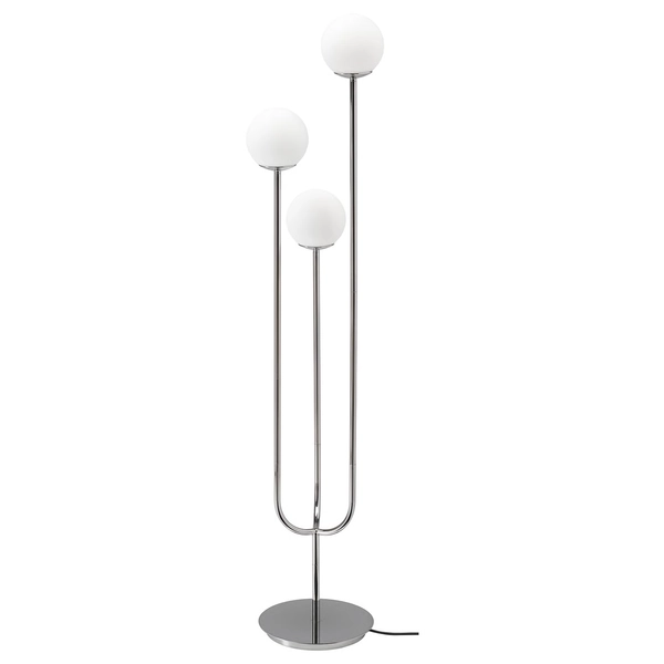 SIMRISHAMN Floor lamp - chrome plated/opal glass