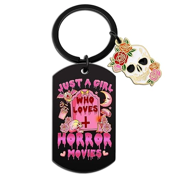ICHRATI Horror Movie Lover Gifts Merchandise for Women Girls Day of The Dead Decorations Fun Sugar Skull Keychain Decor