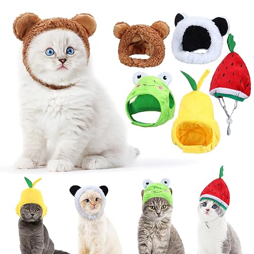 Weewooday 5 Pieces Cat Hat Cat Costume Outfit Bunny Hat with Ears Funny Cat Hat for Cats and Small Dogs Kitten Puppy Party Christmas Costume Accessory Headwear(Lovely Style) - Lovely Style