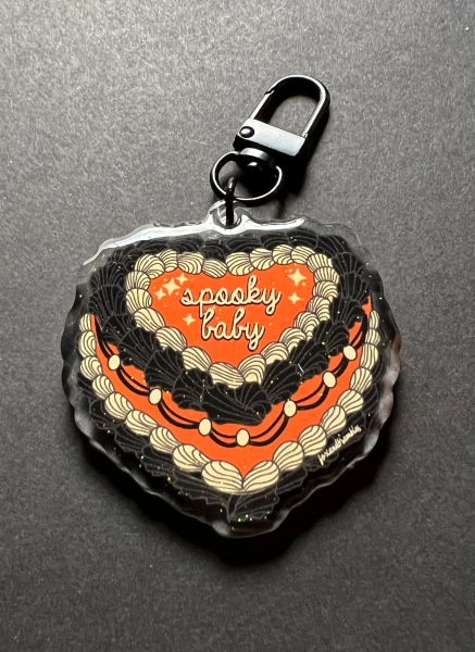 Halloween Cake Keychain. Spooky Baby Cake
