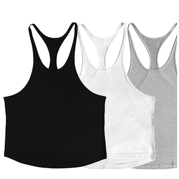 ZUEVI Men's Stringer Tank Tops Muscule Cut Bodybuilding Gym Vest Y-Back Workout Sleeveless T-Shirt