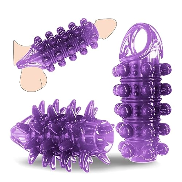 Penis Rings Sleeve Cock Ring Cock Sleeve Delay Ejaculation Stronger Erection Enhancement Adult Sex Toys for Men Penis Pump Extender Girth Extension Enhance Partner Experience-Purple