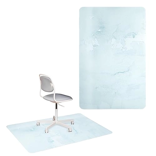 Ilyapa Office Chair Mat for Hardwood Floor, 30" x 48" - PVC Under Desk Chair Mat for Computer Chairs on Harwood, Tile and Carpet Floor - Plastic Floor Protector for Rolling Chair - Marble Design