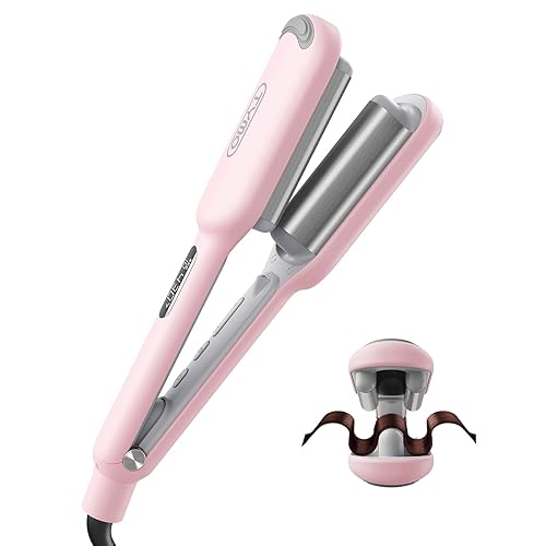 TYMO Hair Waver Crimper Hair Curler - Deep Waver Curling Iron, Ionic Beach Waves Curling Wand with Ceramic Tourmaline Barrel for Women, Anti-Scald, Quick & Easy, Dual Voltage, TYMO ROVY Pink 25mm - 25mm