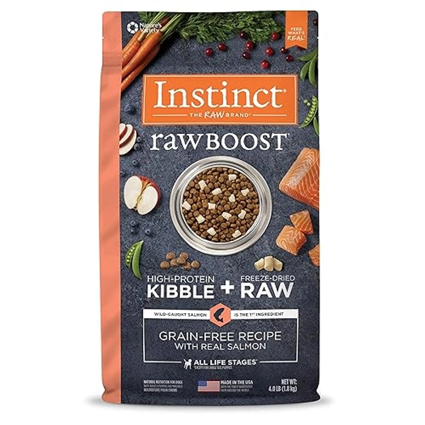 Instinct Raw Boost, Natural Dry Dog Food with Freeze Dried Pieces, High Protein, Grain Free Recipe - Real Salmon, 4 lb. Bag