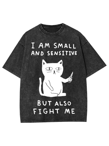 I Am Small And Sensitive But Also Fight Me Washed Tshirt