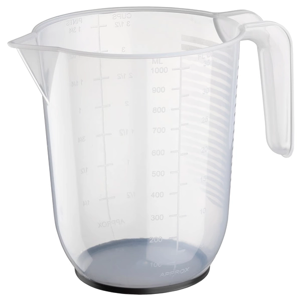 BEHÖVA Measuring jug - transparent/grey 1 l