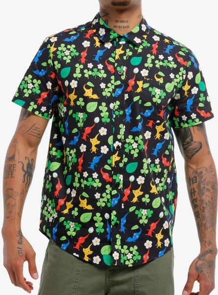 Pikmin Character Clover Woven Button-Up