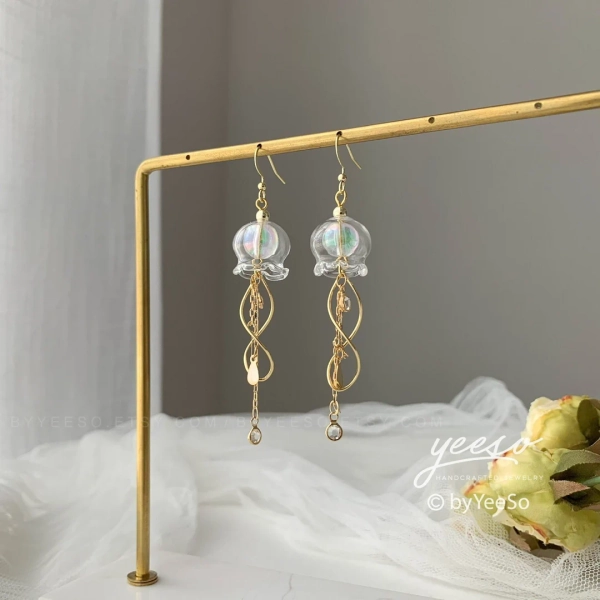 Jellyfish Dangle Earrings Cute Blue Jellyfish Earrings Dangle Unique Earrings Beach Vibes Earrings - Etsy Italy