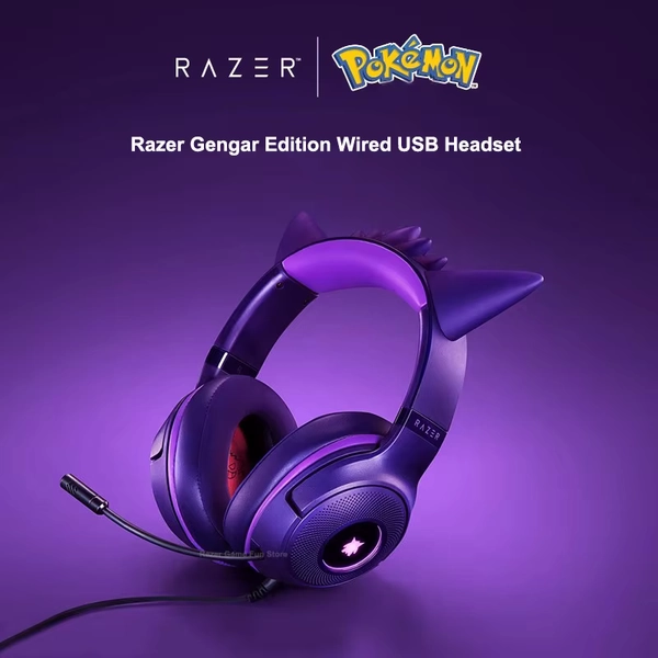 Razer Pokemon Gengar Edition RGB Wired USB Gaming Headset - TriForce 40mm Drivers - HyperClear Cardioid Mic - 7.1 Surround Sound - AliExpress 44