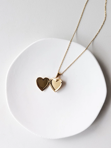 Real Pressed Flower Heart Locket Necklace - Gold Plated Stainless Steel with Shell back