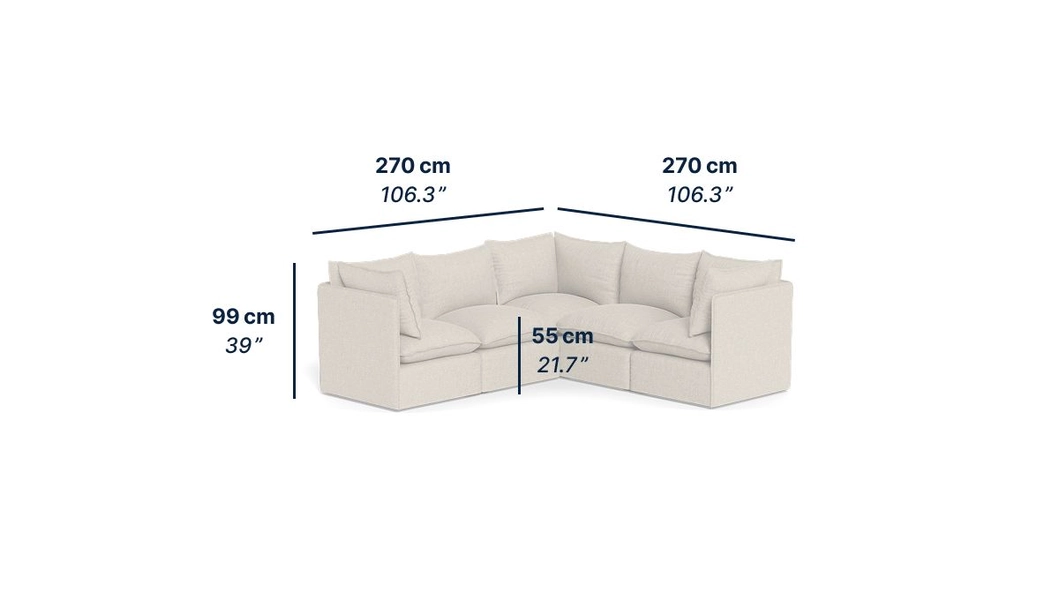 Gaia XL - Sectional - Flax Haven - 4-seater sectional / 2 Regular Arms / None - Flax Haven