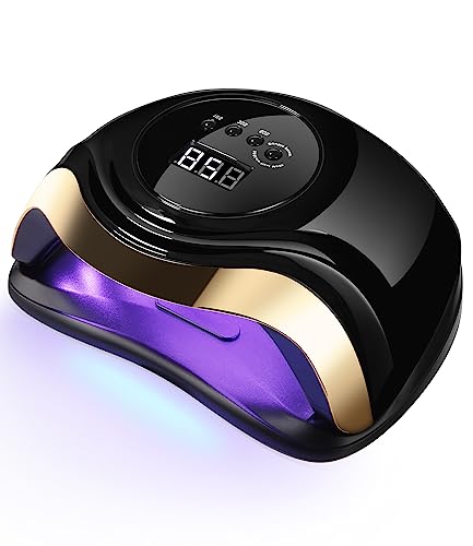 Aokyom 168W Nageltrockner Lampe, UV LED Lampe für Nägel Professionelle Nagellampe mit 10/30/60/99s Timer LCD Anzeige und Smart Sensor für Finger/Zehennagel und für Alle Gel Nagellack,Gelnägel,Shellac - Black Gold