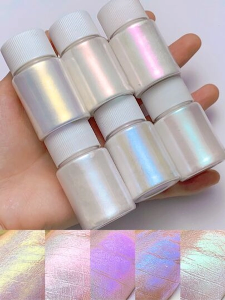 6 Boxes Mermaid Chrome Nail Powder Nail Powders Iridescent Pigment Pearl 6-Colors 1-Set Mica Powder For Nail Art, White Irridescent Chrome Powder Pigment For Nails Chameleon Powder Glitter Dust Mermaid Chrome Nail Powder - White Unicorn Chrome Nails Powder Iridescent Powder Pigment For Nails, Opal Pearl Mica Powders Sunset Chameleon Chrome Nail Powder Manicure Pigment DIY Nail Charms Nail Gems Nail Supplies